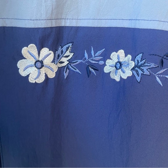 Vintage Blair Blue Floral Embroidered‎ Windbreaker - Womens Size Large - Picture 5 of 10